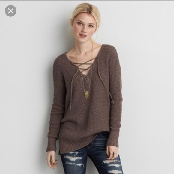 Brown Ae Lace Up Sweater | Poshmark